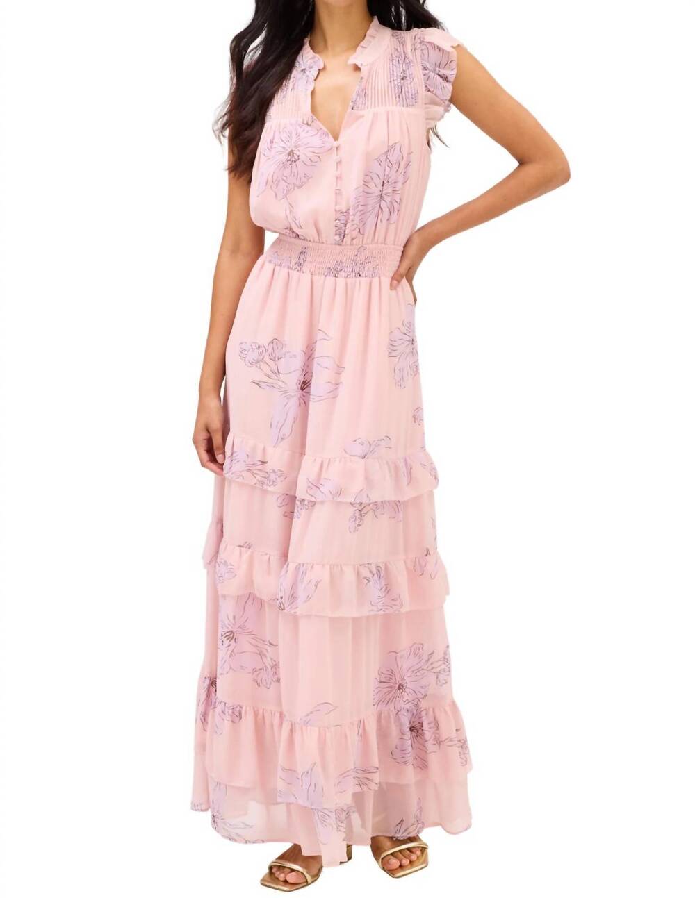 NEW ALLISON NEW YORK hazel maxi dress in blush floral